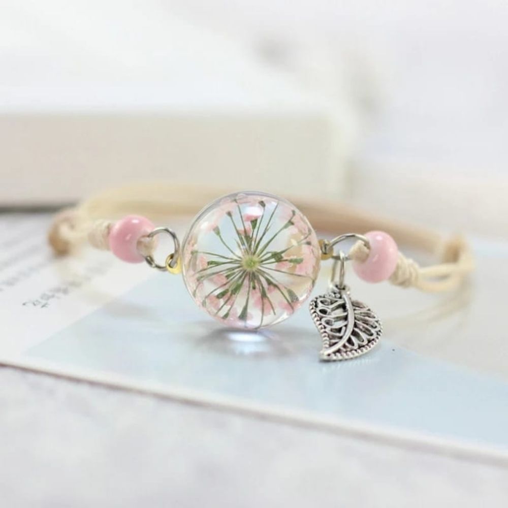 Glass Ball Dried Dandelion Bracelets Ceramic  Hand